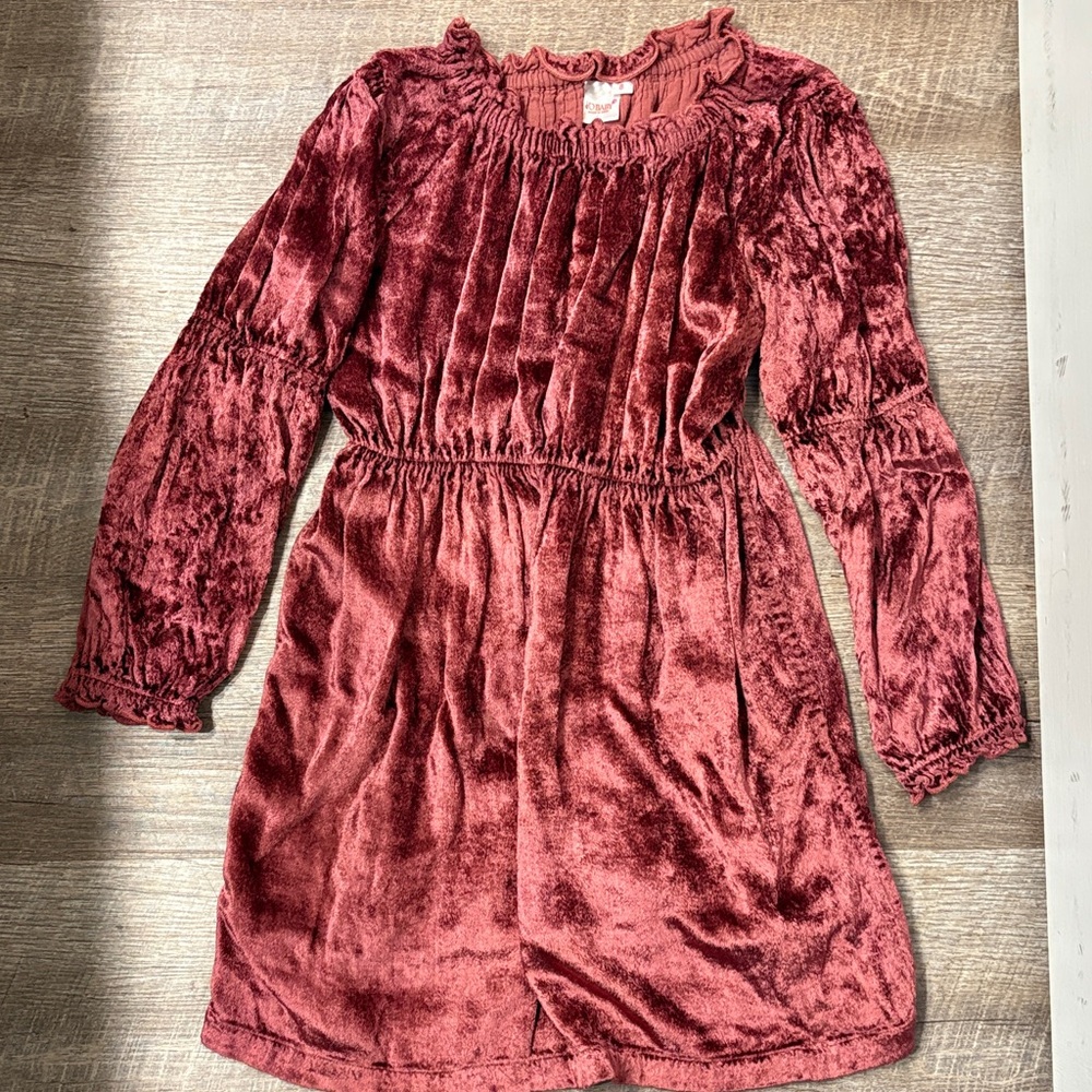 Velvet Kids Dress in Rich Rust
